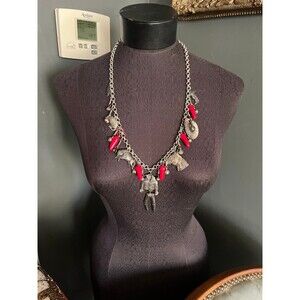 Southwest Style Necklace Cowboy Charms & Chili Peppers Horses Western pendant